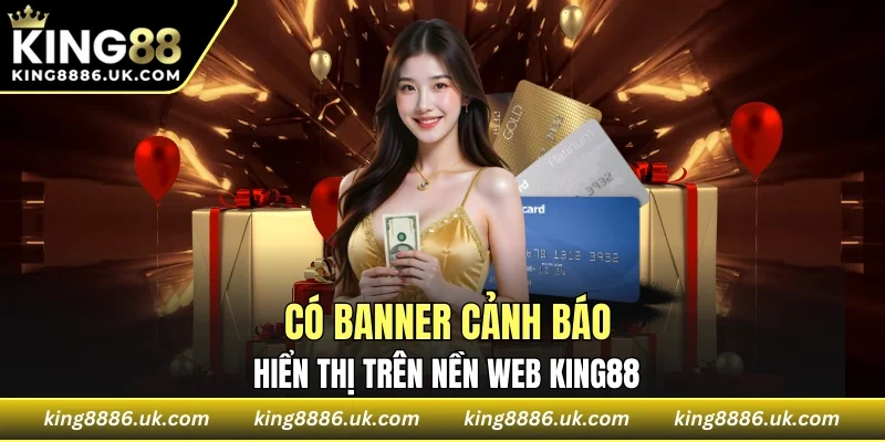 Banner cảnh báo bảo trì hiển thị trên nền web KING88 chính thức